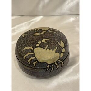 Ken Jensen Signed Crab Design Art Pottery Trinket Box 04